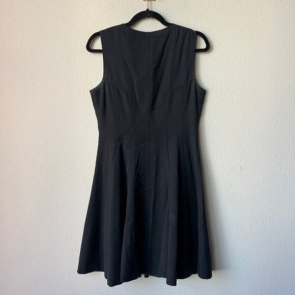 Theory Bonbi W Black Silk Zip Front Fit & Flare Mini Dress Size 6 - Picture 3 of 6